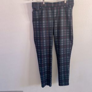 PERFECT FOR FALL-WINTER! Gray and burgundy plaid pull-on pants!